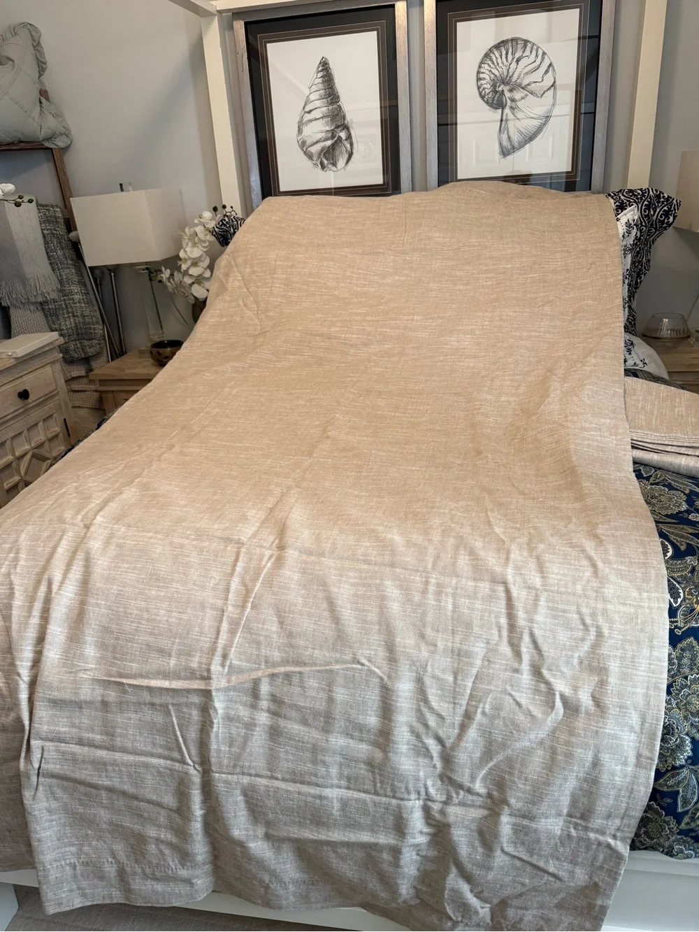 Pottery Barn Emory light filtering drape set/2 50”x 108”.